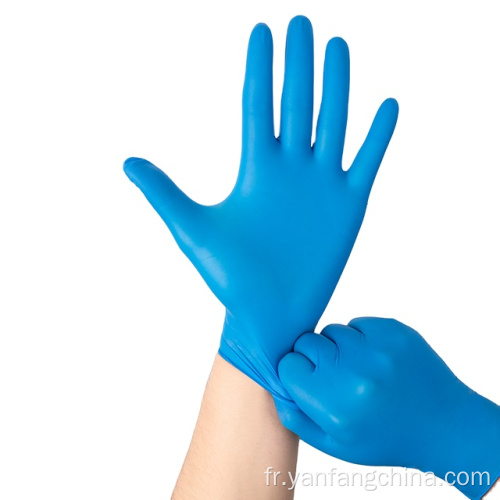 Examen gants en nitrile médical sans poudre bleu jetable